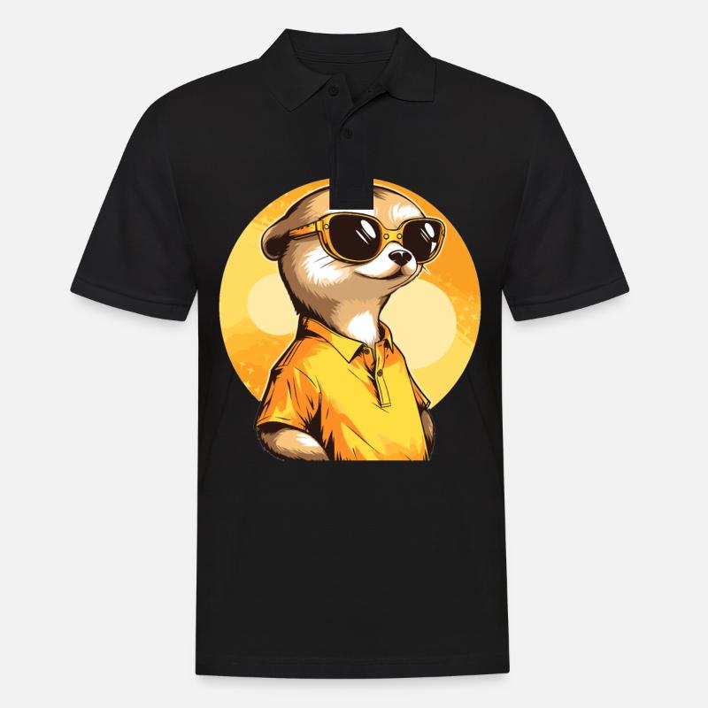 Erdmännchen Mit Sonnenbrille Meerkat - Männer Poloshirt - Schwarz