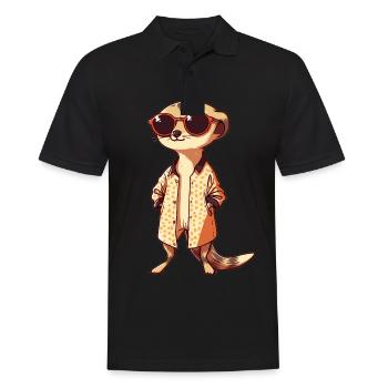 Meerkat with sunglasses Meerkat - Men's Polo Shirt - black - Front - Kai (181cm)