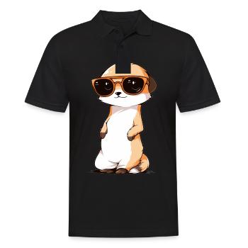 Meerkat with sunglasses Meerkat - Men's Polo Shirt - black - Front - Kai (181cm)