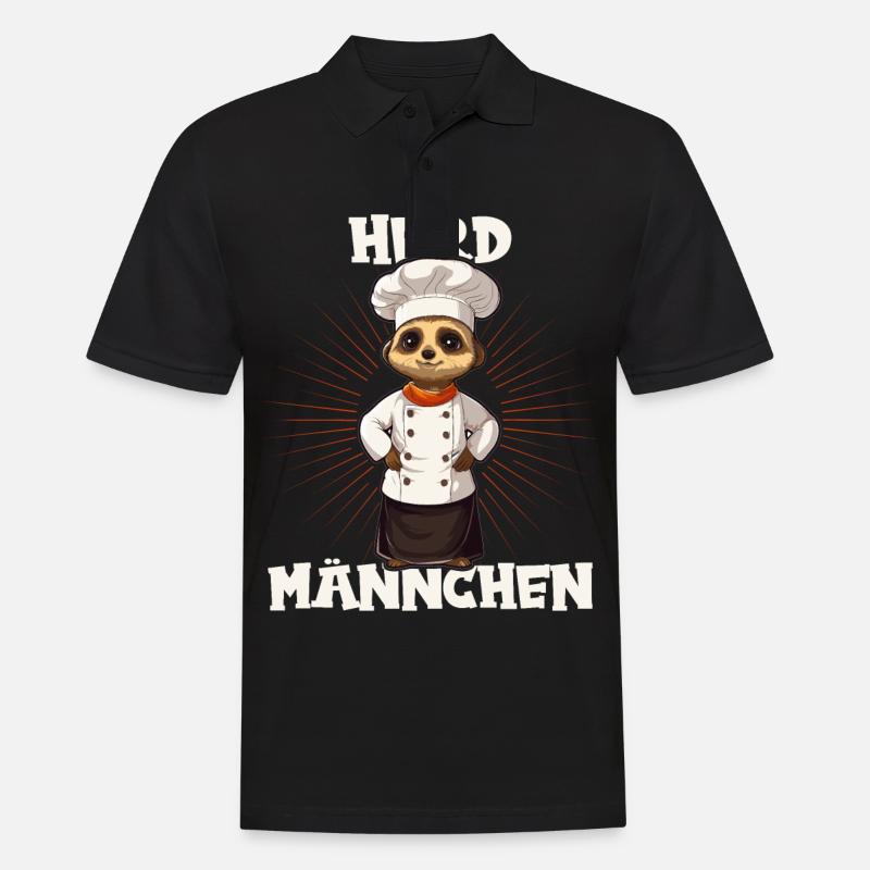 Erdmännchen kochen Koch Kochmütze Herdmännchen - Männer Poloshirt - Schwarz