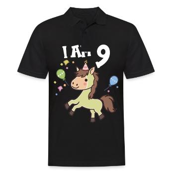 J'ai 9 ans Chevaux Cheval 9ème anniversaire - Polo Homme - noir - Devant - Kai (181cm)