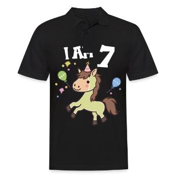 J'ai 7 ans Chevaux Cheval 7ème anniversaire - Polo Homme - noir - Devant - Kai (181cm)