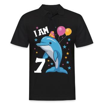 I' years old Delfine Delfin 7th birthday - Men's Polo Shirt - black - Front - Kai (181cm)
