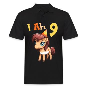 J'ai 9 ans Chevaux Cheval 9ème anniversaire - Polo Homme - noir - Devant - Kai (181cm)