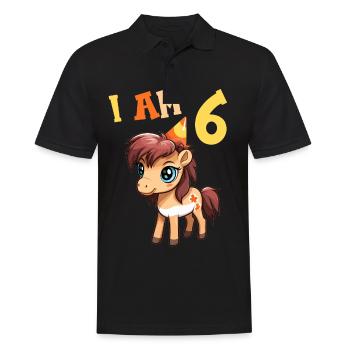 J'ai 6 ans Chevaux Cheval 6ème anniversaire - Polo Homme - noir - Devant - Kai (181cm)