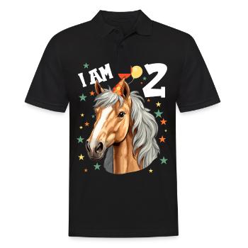 I Am 2 Years Old Horses Horse 2nd Birthday - Men's Polo Shirt - black - Front - Kai (181cm)