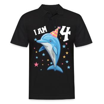 I'm 4 Years Old Dolphins Dolphin 4th Birthday - Men's Polo Shirt - black - Front - Kai (181cm)