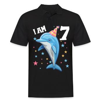 J’ai 7 ans Dauphins Dauphin 7ème anniversaire - Polo Homme - noir - Devant - Kai (181cm)