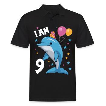 J’ai 9 ans Dauphins Dauphin 9ème anniversaire - Polo Homme - noir - Devant - Kai (181cm)