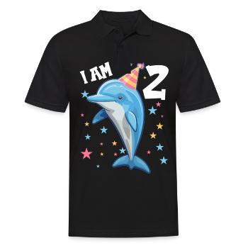 I am 2 years old Dolphins Dolphin 2nd birthday - Men's Polo Shirt - black - Front - Kai (181cm)