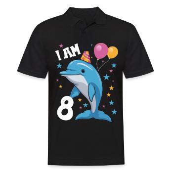 J’ai 8 ans Dauphins Dauphin 8e anniversaire - Polo Homme - noir - Devant - Kai (181cm)