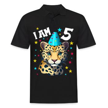 Ich bin 5 Jahre alt Leoparde Leopard 5. Geburtstag - Männer Poloshirt - Schwarz - Vorne - Kai (181cm)