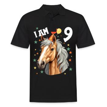 J’ai 9 ans Chevaux Cheval 9e anniversaire - Polo Homme - noir - Devant - Kai (181cm)