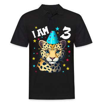 Ich bin 3 Jahre alt Leoparde Leopard 3. Geburtstag - Männer Poloshirt - Schwarz - Vorne - Kai (181cm)