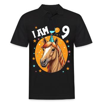 J’ai 9 ans Chevaux Cheval 9e anniversaire - Polo Homme - noir - Devant - Kai (181cm)