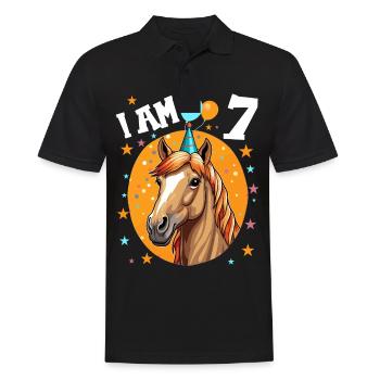 I' Years Old Horses Horse 7th Birthday - Men's Polo Shirt - black - Front - Kai (181cm)