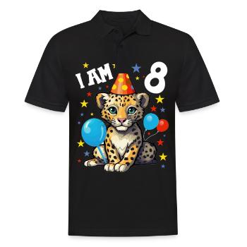 J’ai 8 ans Léopard Léopard 8e anniversaire - Polo Homme - noir - Devant - Kai (181cm)