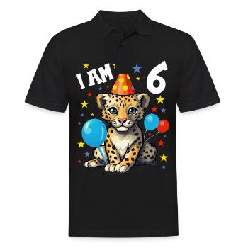 Ich bin 6 Jahre alt Leoparde Leopard 6. Geburtstag - Männer Poloshirt - Schwarz - Vorne - Kai (181cm)