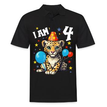I'm 4 Years Old Leopard Leopard 4th Birthday - Men's Polo Shirt - black - Front - Kai (181cm)