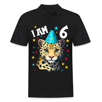 Ich bin 6 Jahre alt Leoparde Leopard 6. Geburtstag - Männer Poloshirt - Schwarz - Vorne - Kai (181cm)