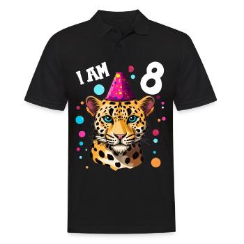 J’ai 8 ans Léopard Léopard 8e anniversaire - Polo Homme - noir - Devant - Kai (181cm)