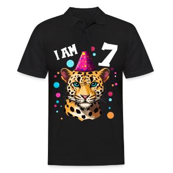 Ich bin 7 Jahre alt Leoparde Leopard 7. Geburtstag - Männer Poloshirt - Schwarz - Vorne - Kai (181cm)