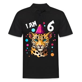 Ich bin 6 Jahre alt Leoparde Leopard 6. Geburtstag - Männer Poloshirt - Schwarz - Vorne - Kai (181cm)