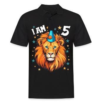 I'm 5 Years Old Lion Leo 5th Birthday - Men's Polo Shirt - black - Front - Kai (181cm)