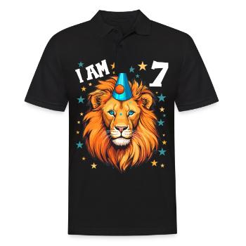 I' Years Old Lion Leo 7th Birthday - Men's Polo Shirt - black - Front - Kai (181cm)