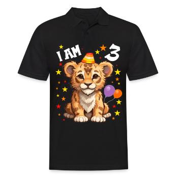 I'm 3 Years Old Lion Lion 3rd Birthday - Men's Polo Shirt - black - Front - Kai (181cm)