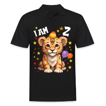 I'm 2 Years Old Lion Leo 2nd Birthday - Men's Polo Shirt - black - Front - Kai (181cm)