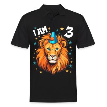 I'm 3 Years Old Lion Lion 3rd Birthday - Men's Polo Shirt - black - Front - Kai (181cm)
