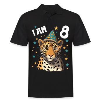 J’ai 8 ans Léopard Léopard 8e anniversaire - Polo Homme - noir - Devant - Kai (181cm)