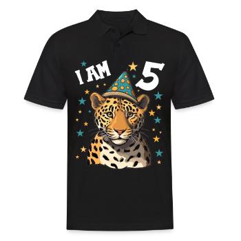 Ich bin 5 Jahre alt Leoparde Leopard 5. Geburtstag - Männer Poloshirt - Schwarz - Vorne - Kai (181cm)