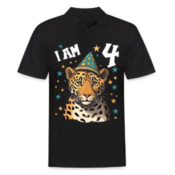 I'm 4 Years Old Leopard Leopard 4th Birthday - Men's Polo Shirt - black - Front - Kai (181cm)
