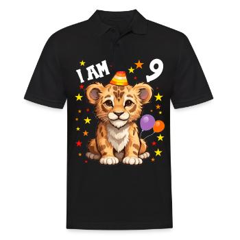 J’ai 9 ans Lion Lion 9e anniversaire - Polo Homme - noir - Devant - Kai (181cm)