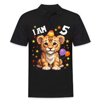 J’ai 5 ans Leo Leo 5ème anniversaire - Polo Homme - noir - Devant - Kai (181cm)