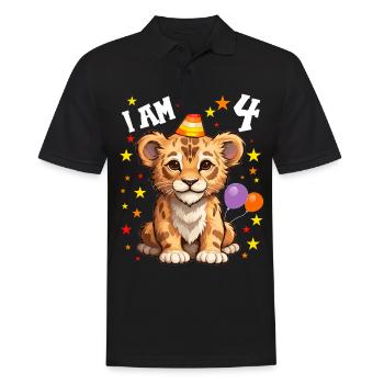 I'm 4 Years Old Lion Leo 4th Birthday - Men's Polo Shirt - black - Front - Kai (181cm)