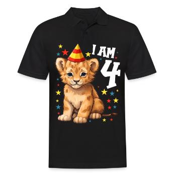 I'm 4 Years Old Lion Leo 4th Birthday - Men's Polo Shirt - black - Front - Kai (181cm)