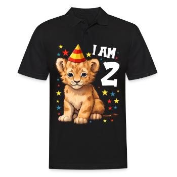 I'm 2 Years Old Lion Leo 2nd Birthday - Men's Polo Shirt - black - Front - Kai (181cm)