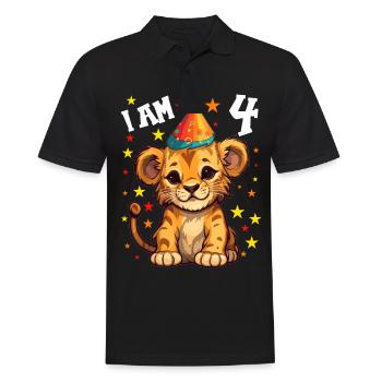 I'm 4 Years Old Leo Leo 4th Birthday - Men's Polo Shirt - black - Front - Kai (181cm)