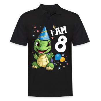 Je suis 8 Tortues Tortue 8e anniversaire - Polo Homme - noir - Devant - Kai (181cm)