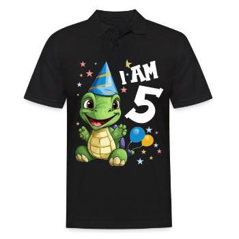 Je suis 5 Tortues Tortue 5e anniversaire - Polo Homme - noir - Devant - Kai (181cm)