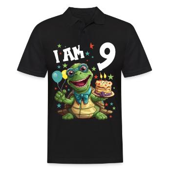 Je suis 9 Tortues Tortue 9e anniversaire - Polo Homme - noir - Devant - Kai (181cm)