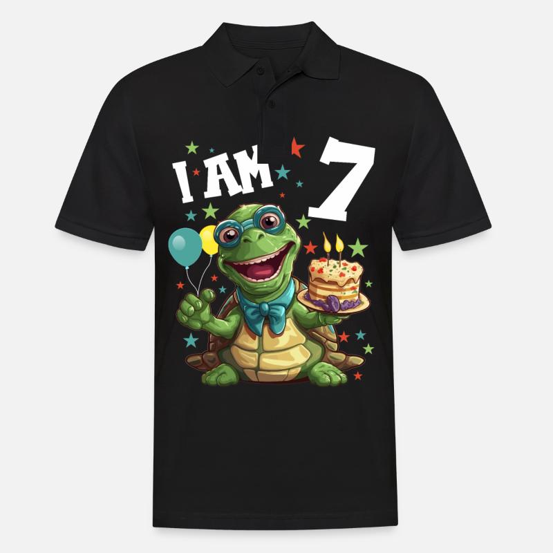 Ich bin 7 Schildkröten Schildkröte 7. Geburtstag - Männer Poloshirt - Schwarz