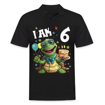 Je suis 6 tortues Tortue 6e anniversaire - Polo Homme - noir - Devant - Kai (181cm)