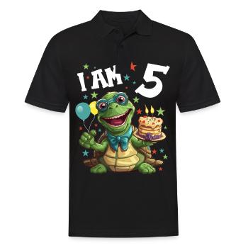 Je suis 5 Tortues Tortue 5e anniversaire - Polo Homme - noir - Devant - Kai (181cm)