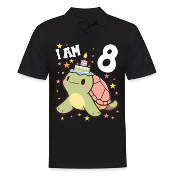 Je suis 8 Tortues Tortue 8e anniversaire - Polo Homme - noir - Devant - Kai (181cm)