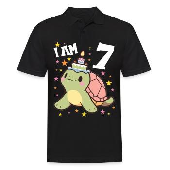 Ich bin 7 Schildkröten Schildkröte 7. Geburtstag - Männer Poloshirt - Schwarz - Vorne - Kai (181cm)
