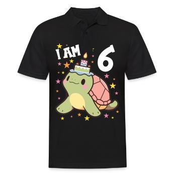 Je suis 6 tortues Tortue 6e anniversaire - Polo Homme - noir - Devant - Kai (181cm)